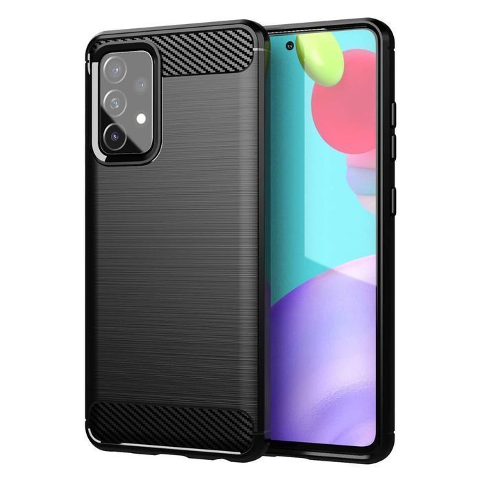 Carbon Case Elastyczne Etui Pokrowiec Samsung Galaxy A72 4G Czarny