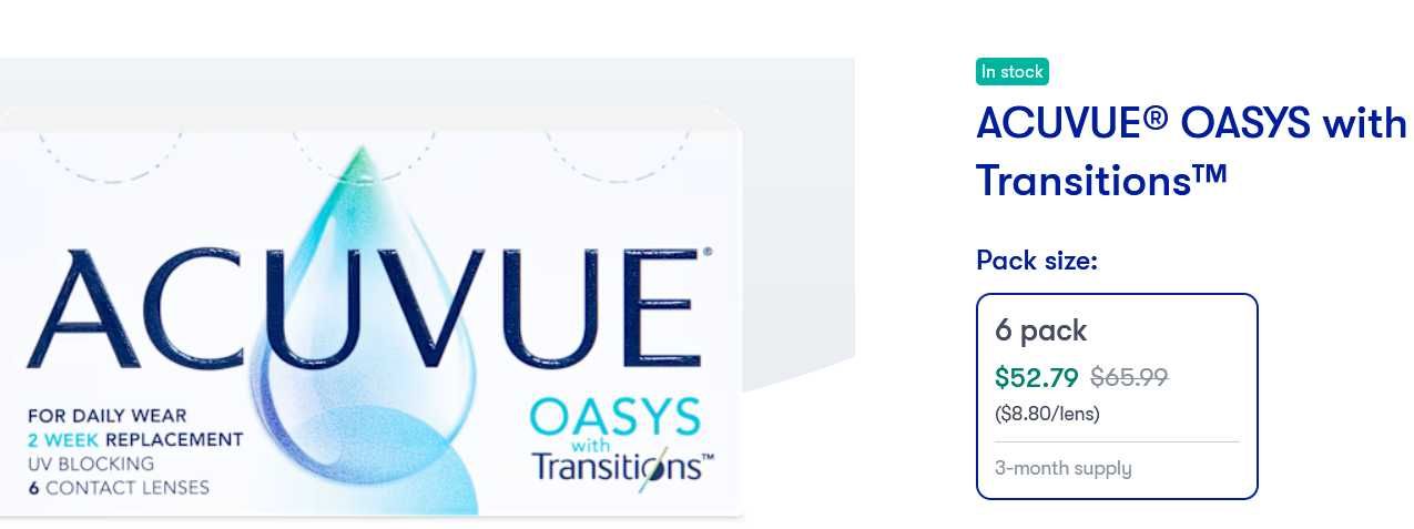 Контактні лінзи ACUVUE® OASYS with Transitions