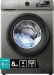 Hisense WFQP8014EVMT lavar a vapor, 8 kg, porta XL, Inox, Classe A