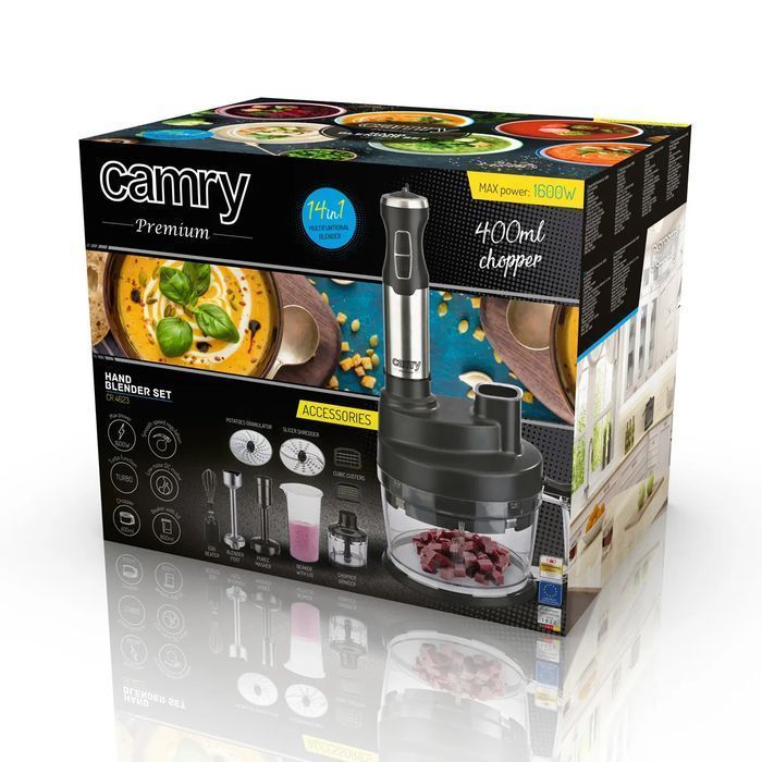 Blender ręczny robot Camry CR 4623 14w1 1600W zestaw akcesoriów