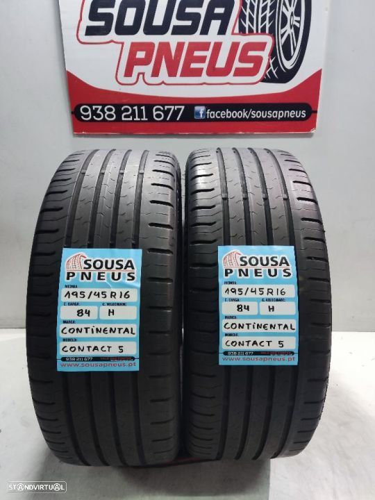 2 pneus semi novos 195-45r16 continental - oferta dos portes