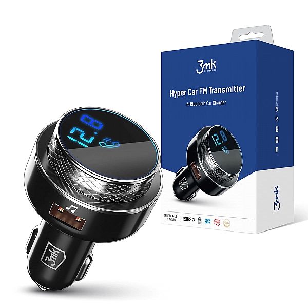 Transmiter samochodowy 3mk Hyper Car FM Transmitter z portem USB-A - c