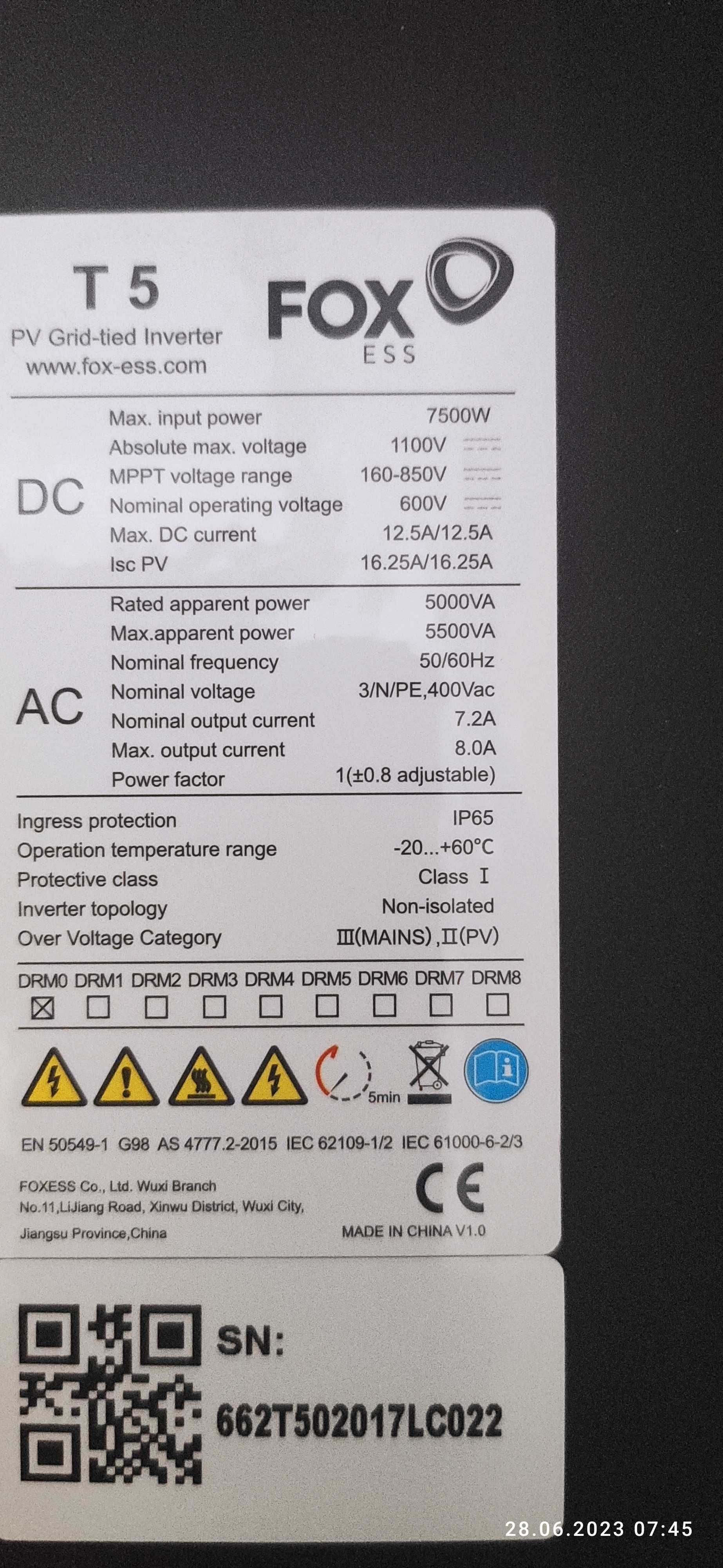 Falownik 5 KW FoxESS T5 - Wifi - gwarancja