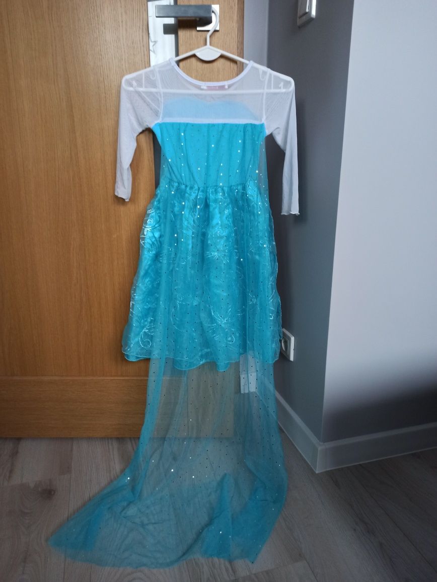 Sukienka strój Elsa r. 110 + warkocz