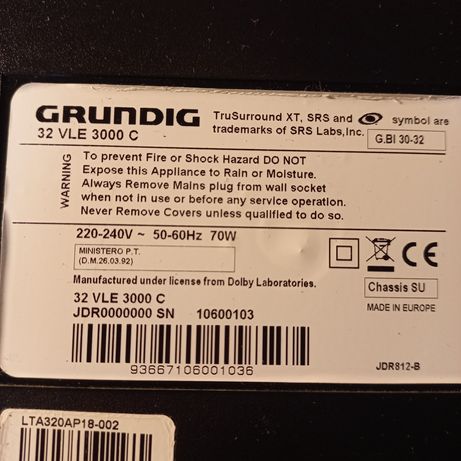 TV Grundig 32VLE300 - venda para peças