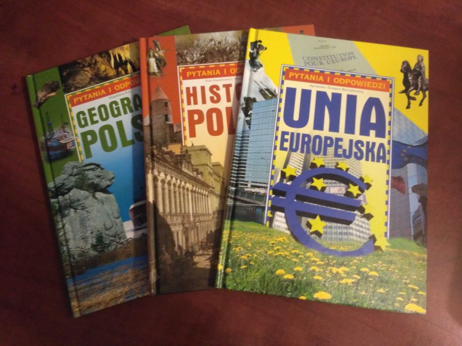 "Pytania i odpowiedzi", 3 książki: geografia, historia, unia