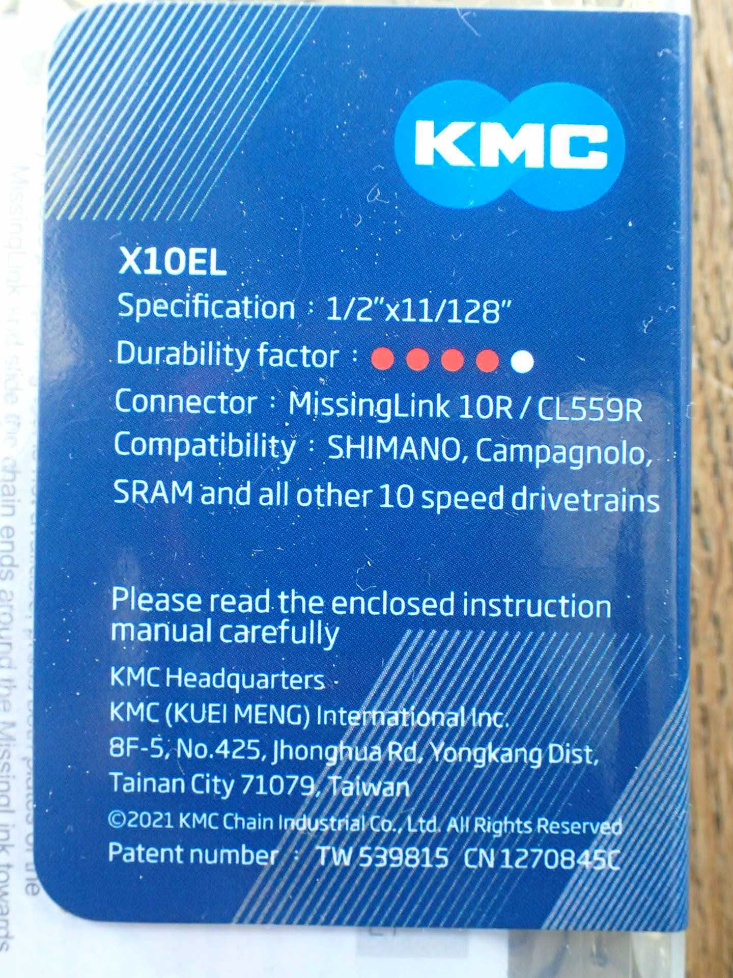 nowy łańcuch KMC x10el złoty box 10-rzędowy extra light