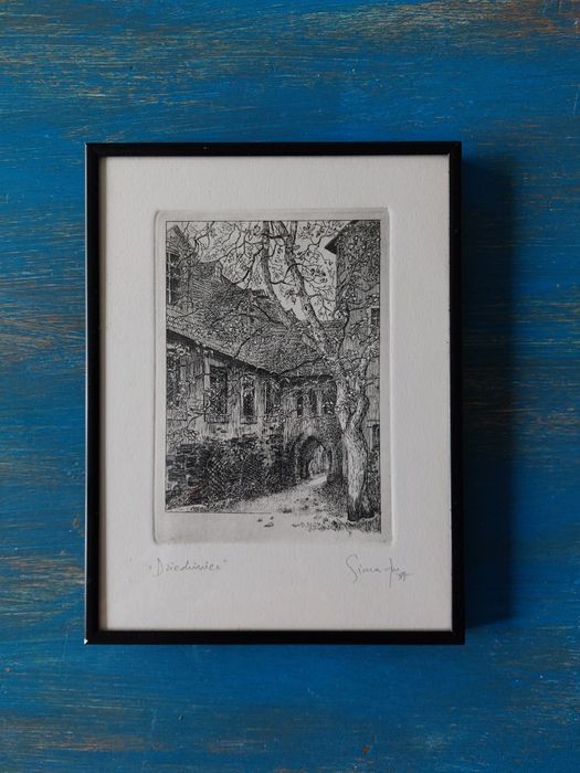 Grafika Tadeusz Michał Siara Dziedziniec akwaforta