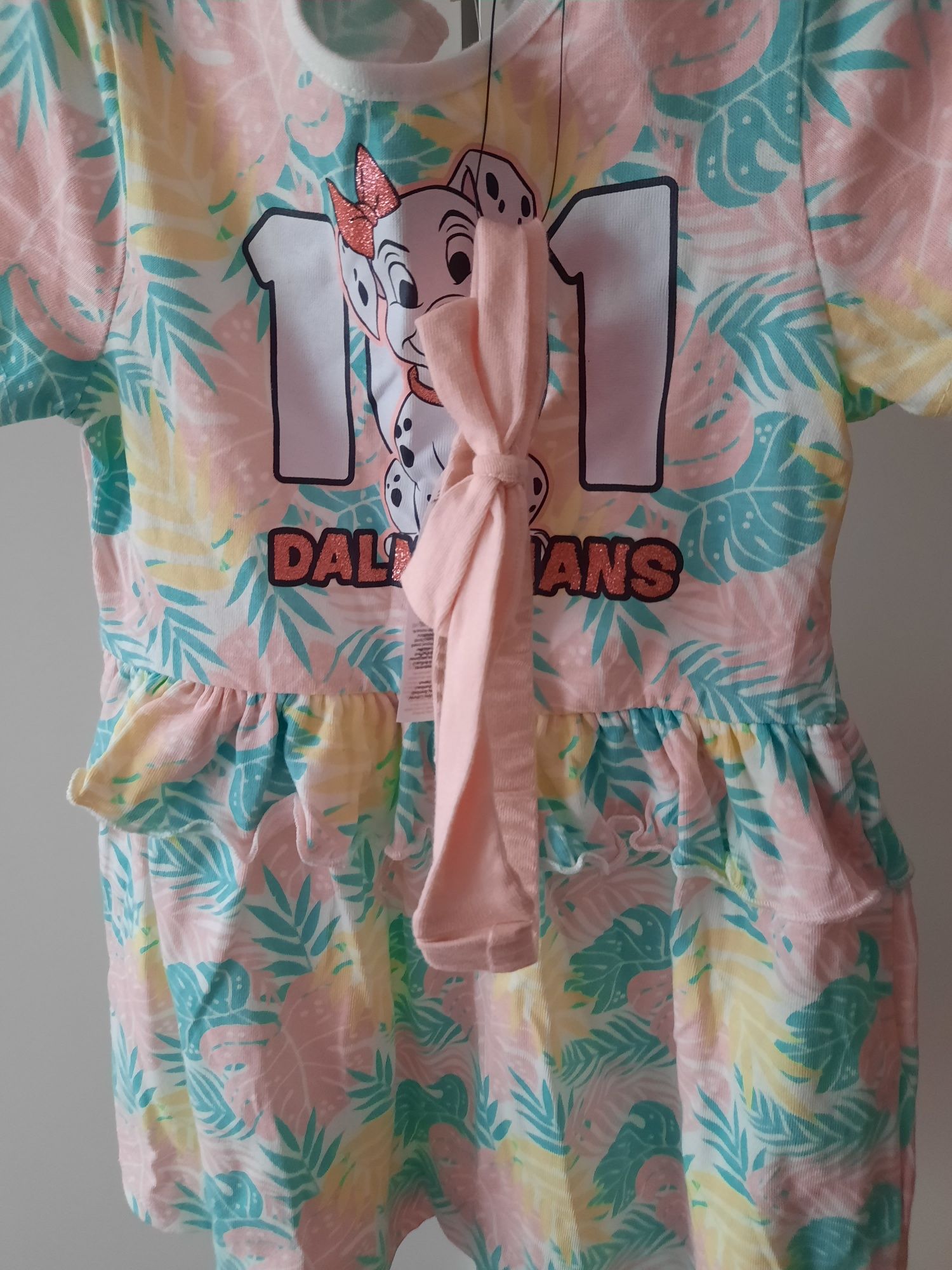 Piękna nowa sukienka dla dziewczynki 101 dalmatyńczyków  z opaską