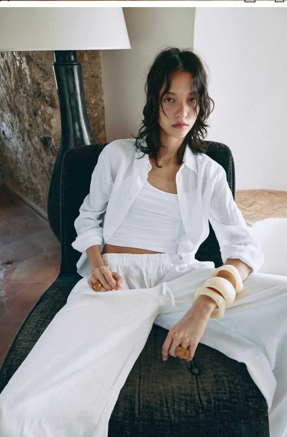 Штаны брюки палаццо zara лён м