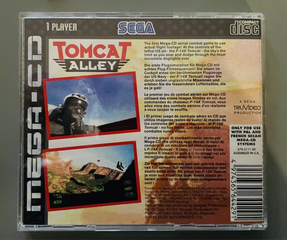 Tomcat Alley Sega Mega CD  Jogo para Sega CD. Falta a capa da frente.