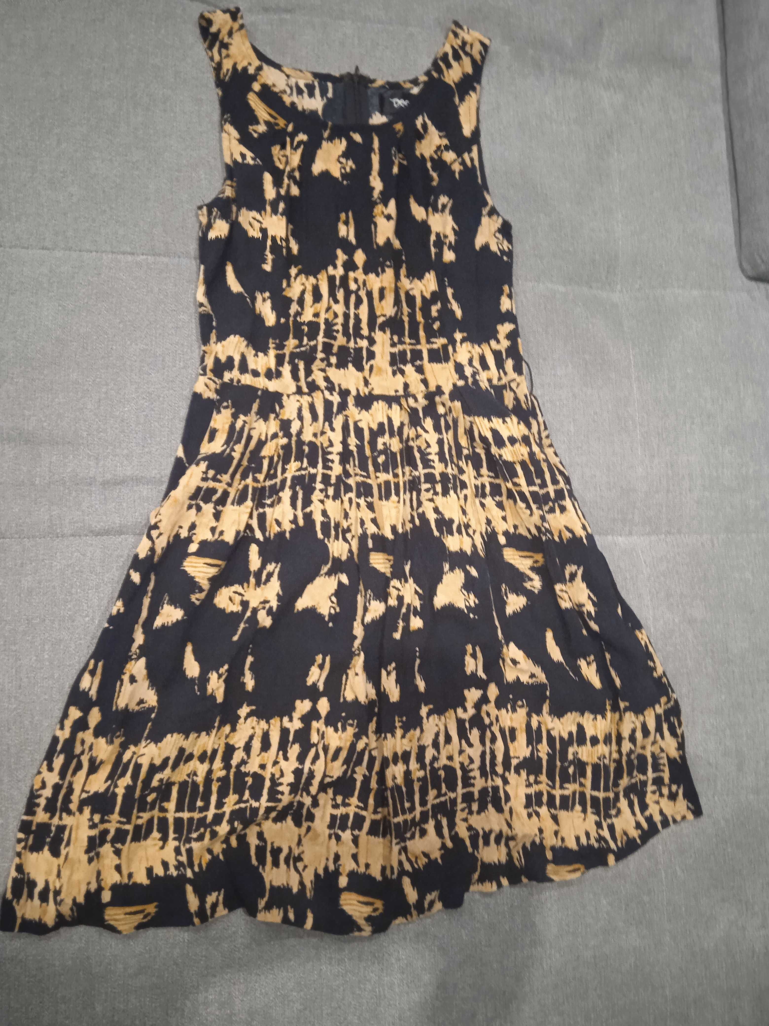 Sukienka skater tie dye 36 rozmiar S taliowana z kieszeniami