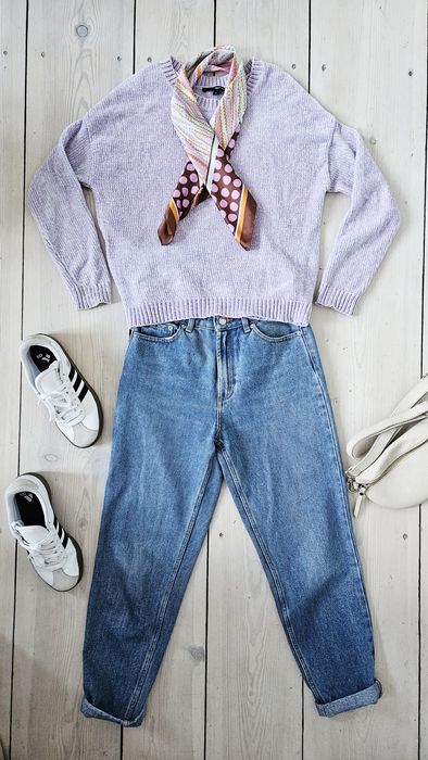 Jesienny sweterek sweter fioletowy lila S 36