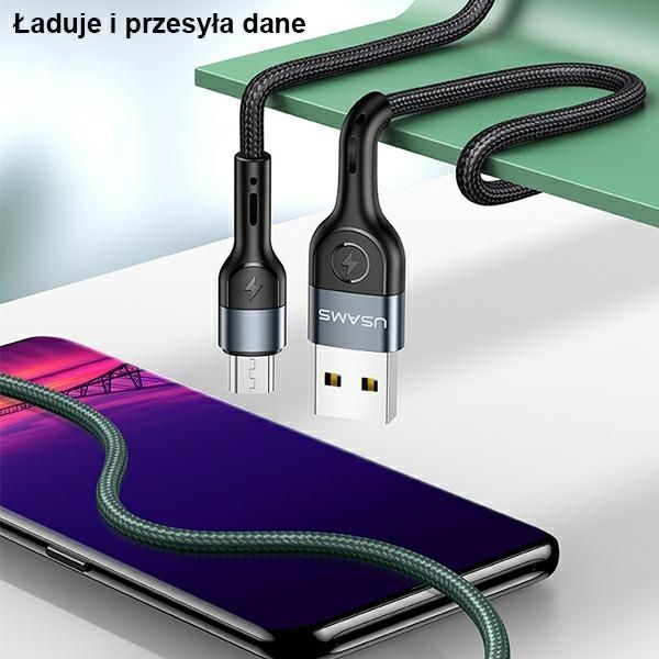 Kabel USB USAMS U55 2A Micro USB Nylonowy Splot 1M Green