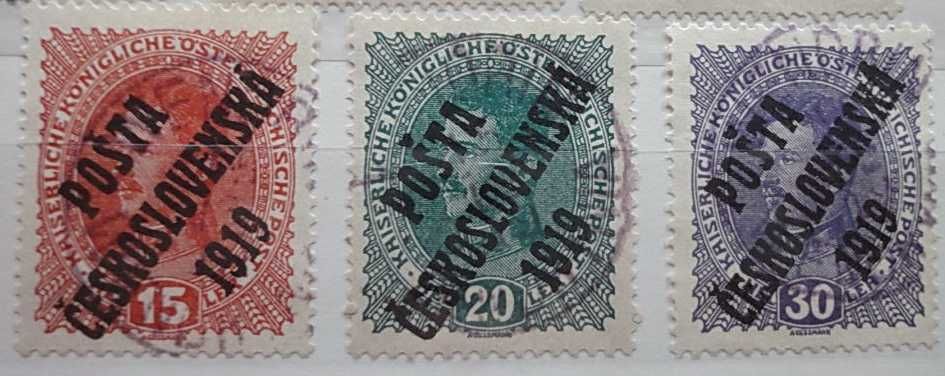 Очень редкие марки Чехословакии 1919г.с надпечатками плюс допл. 1920г