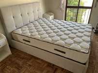 Cama de casal sommier com colchão e cabeceira