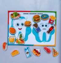 Zdrowe i niezdrowe jedzenie układanka na rzpey karta pracy Montessori