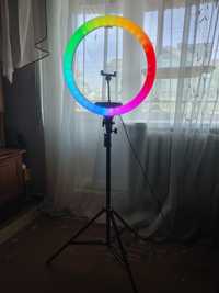 Кольцевая RGB лампа (штатив, пульт, блок питания, держатель)