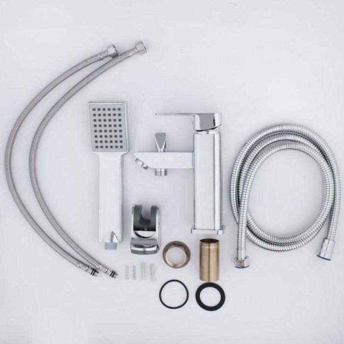 Bateria wannowa prysznicowa stojąca kran mosiądz chrom