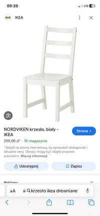 Krzesło białe IKEA NORDVIKEN stan bardzo dobry