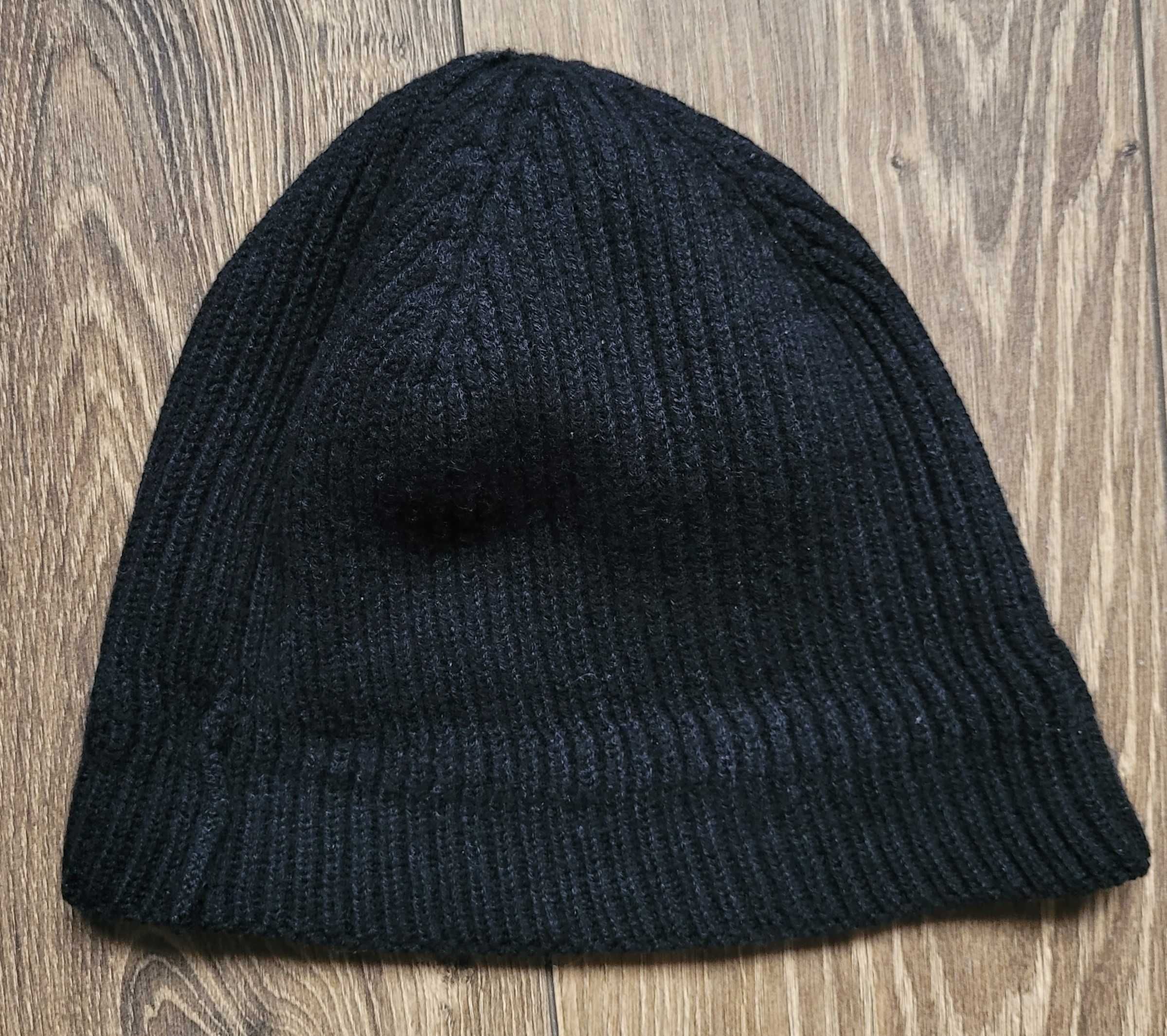 czapka beanie zimowa AllSaints czarna 100% wełna merino
