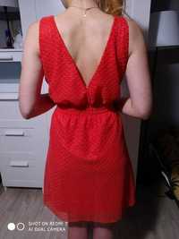 Koktajlowa czerwona sukienka lato