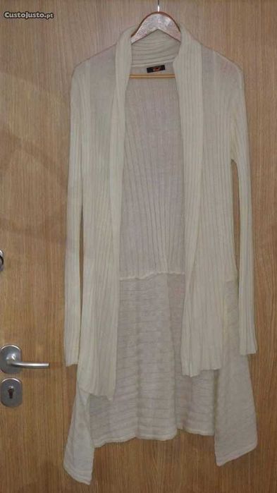 Casaco de senhora em malha comprido branco Koal