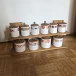 Półka przyborniki pojemniki ceramiczne na przyprawy styl PRL 42x20x10