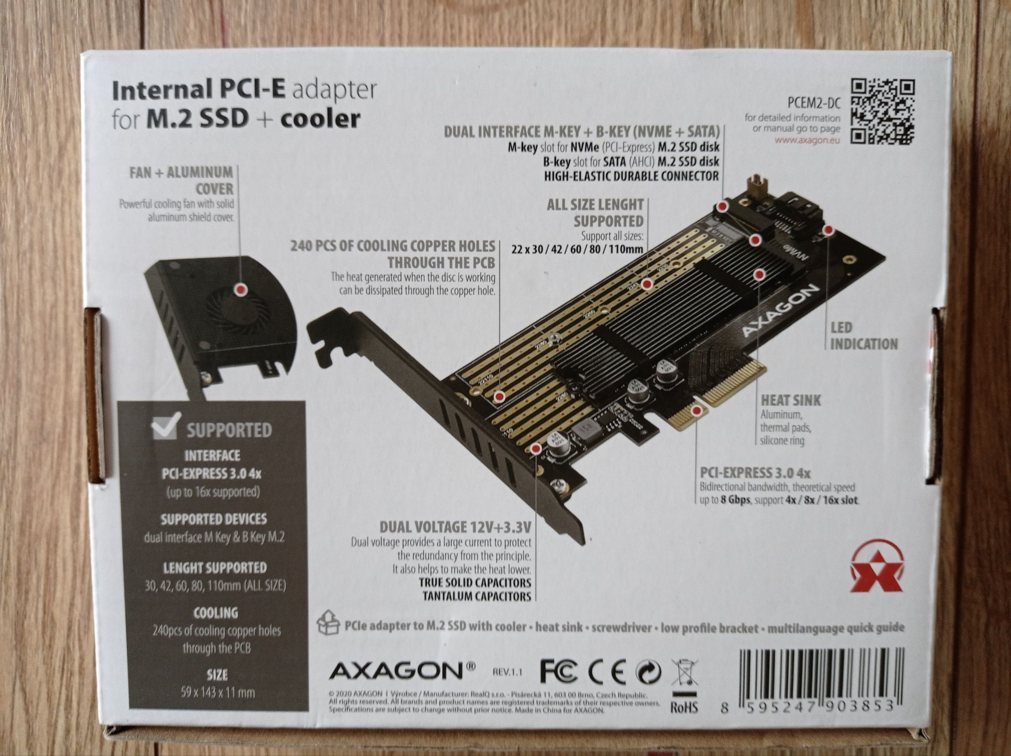 Адаптер Axagon PCEM2-DC PCI-E x4