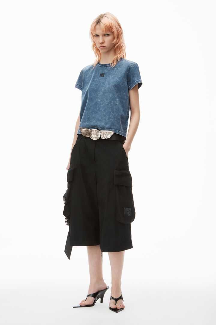 Футболка Alexander Wang Puff Logo Shrunken Tee In Cotton Jersey Faded