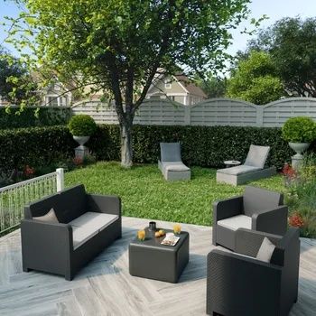 Conjunto de Jardim 4 Lugares + 1 Mesa com arrumação