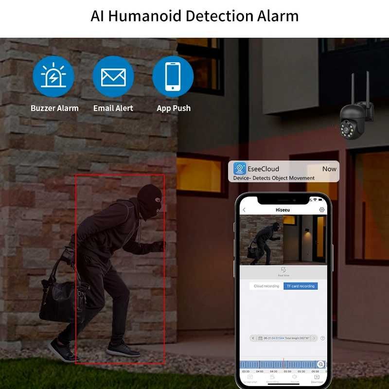 Kit Vídeo Vigilância 8 Câmaras PTZ 360 * 3MP * Visão Noturna * 5X Zoom