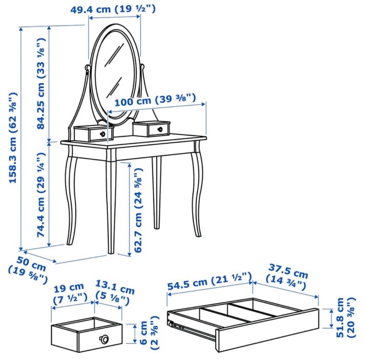 Toaletka hemnes ikea, gratis krzesełko do kompletu