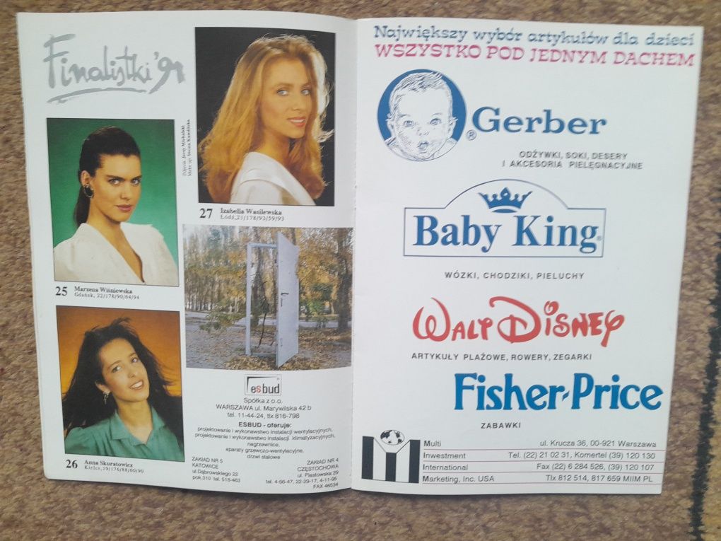 Folder z konkursu Miss Polski 1991 ze zdjęciami finalistek