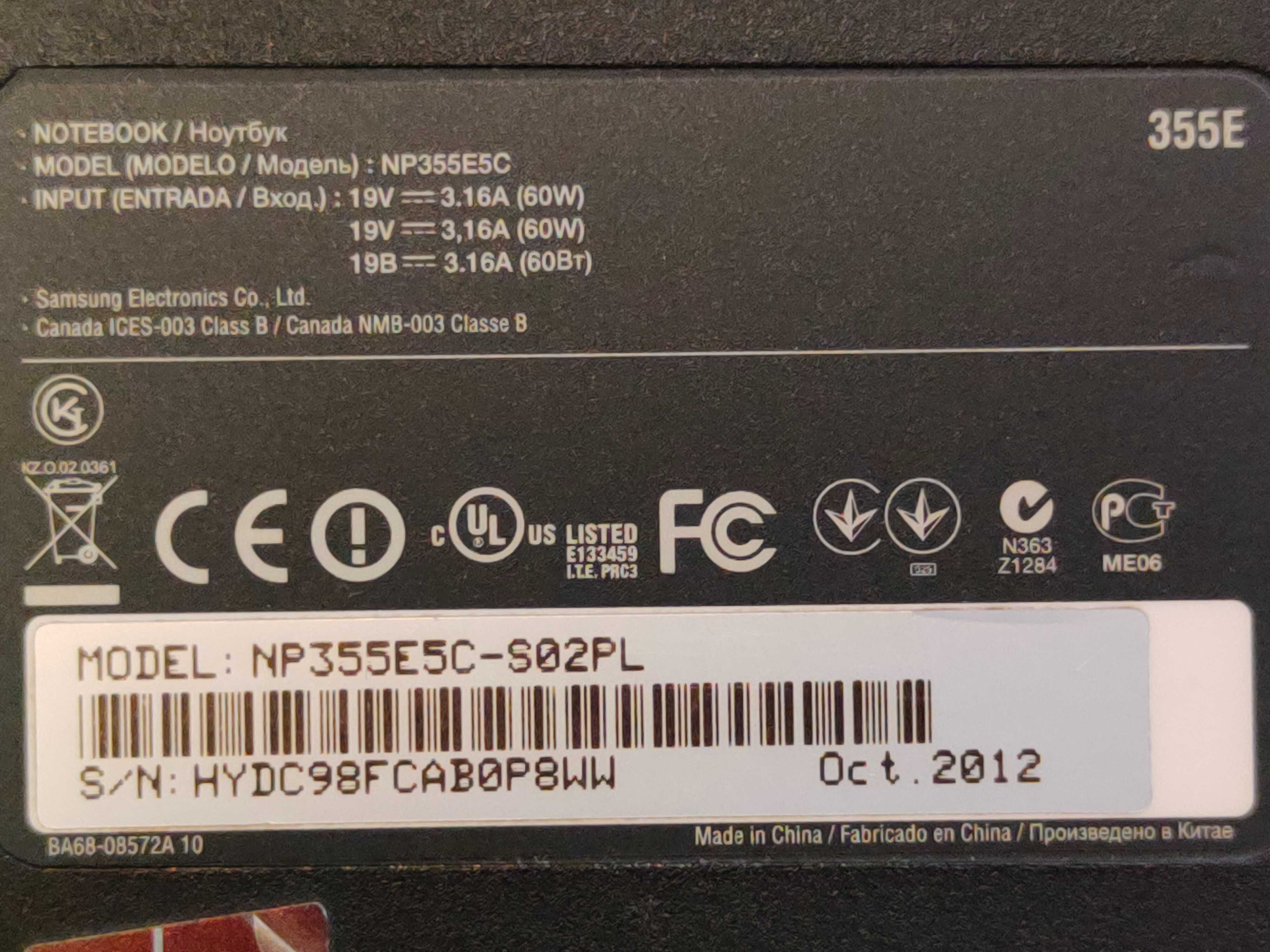 Laptop Samsung NP355E5C-S02PL