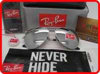 STOCK - Novo Oculos Sol Ray Ban Aviator RB 3025 - Prateados Espelhados