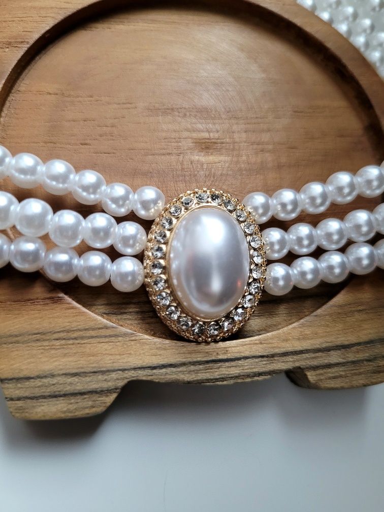 Romantyczny perłowy choker opaska na szyję elegancka klasyczna ślub