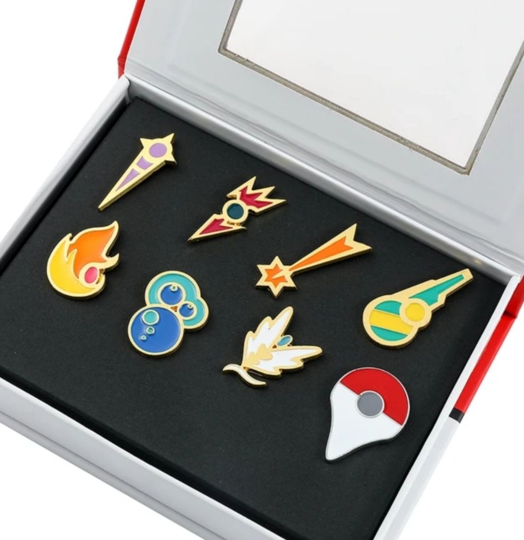 Odznaki Pokemon 8 sztuk z pudełkiem
