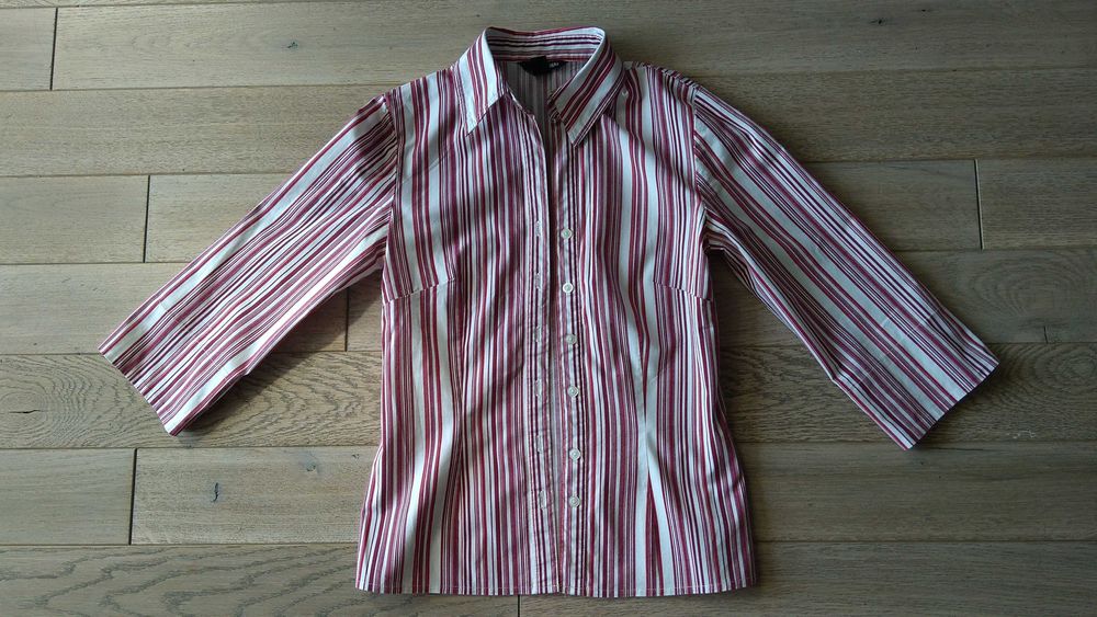 Ładna koszula H&M w paski białe i czerwone rękaw 3/4 rozmiar S