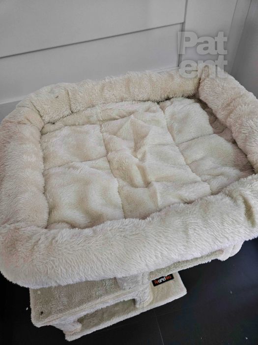 Drapak dla kota kompaktowy 67 cm beżowy domek słupek legowisko