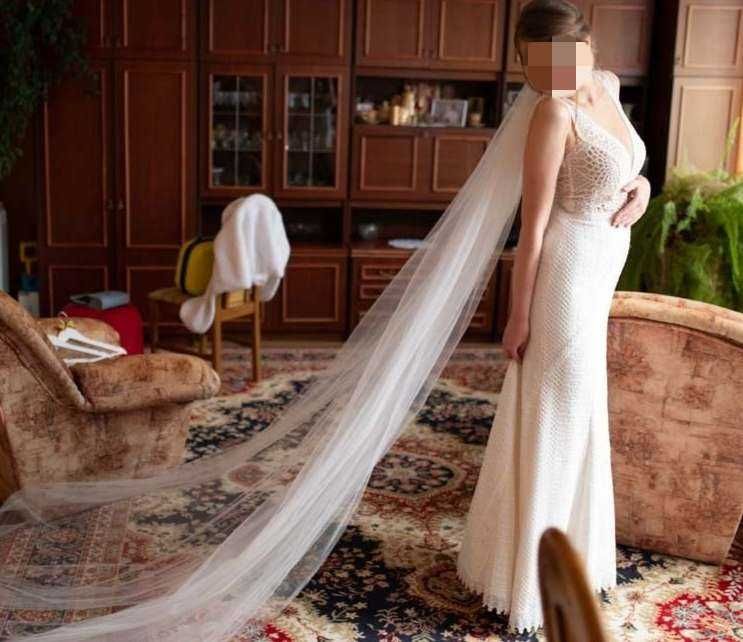 Suknia ślubna syrenka model - JUDYTA, kryształki Swarovski Alpina Mróz
