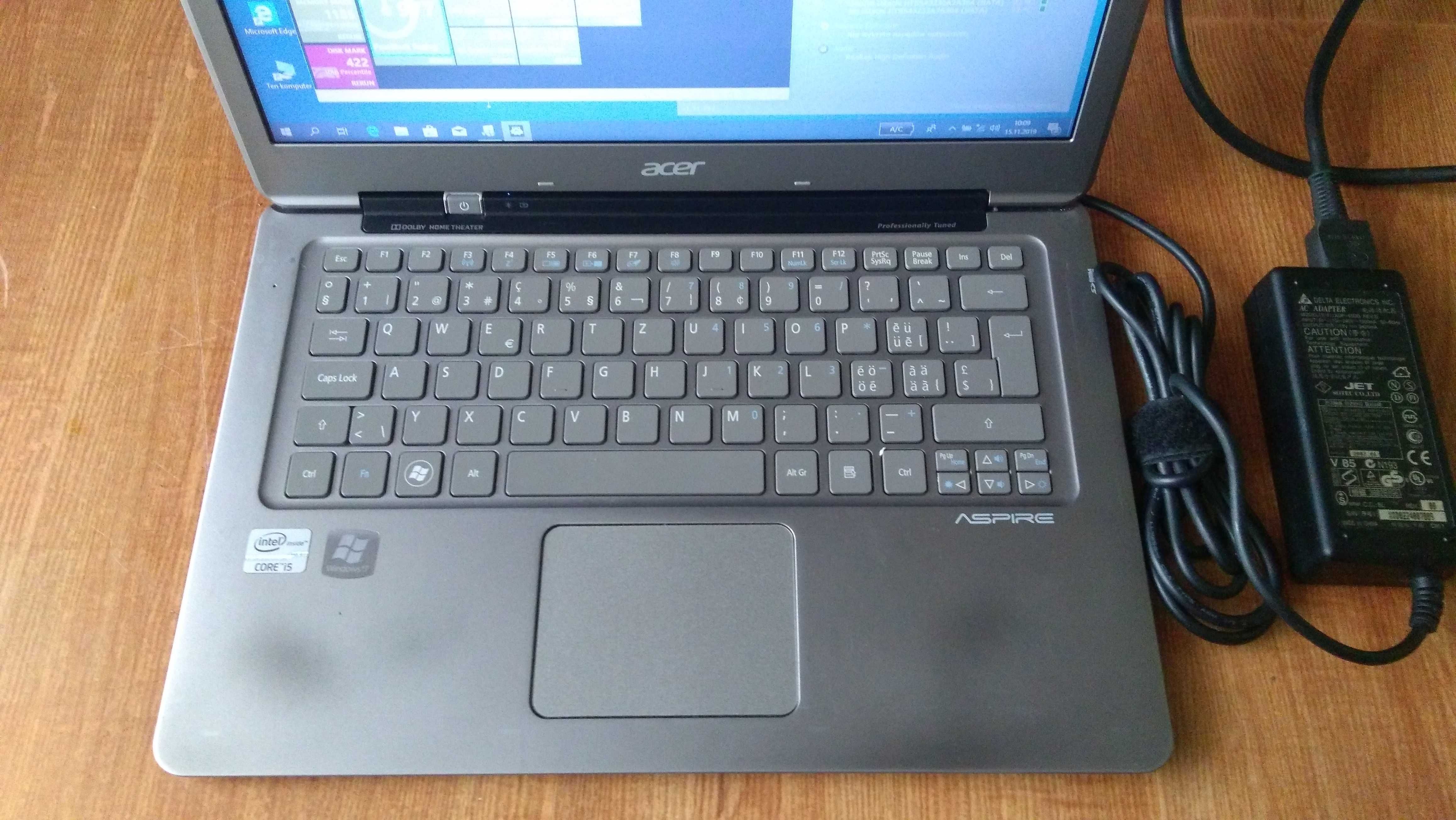 Ultrabook laptop 13 Acer Aspire S3 Intel i5 4x Win10 HDMI SSD slim alu