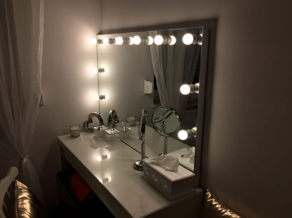 Lustro do makijażu 120x80 led z żarowkami make up toaletka kosmetyczne