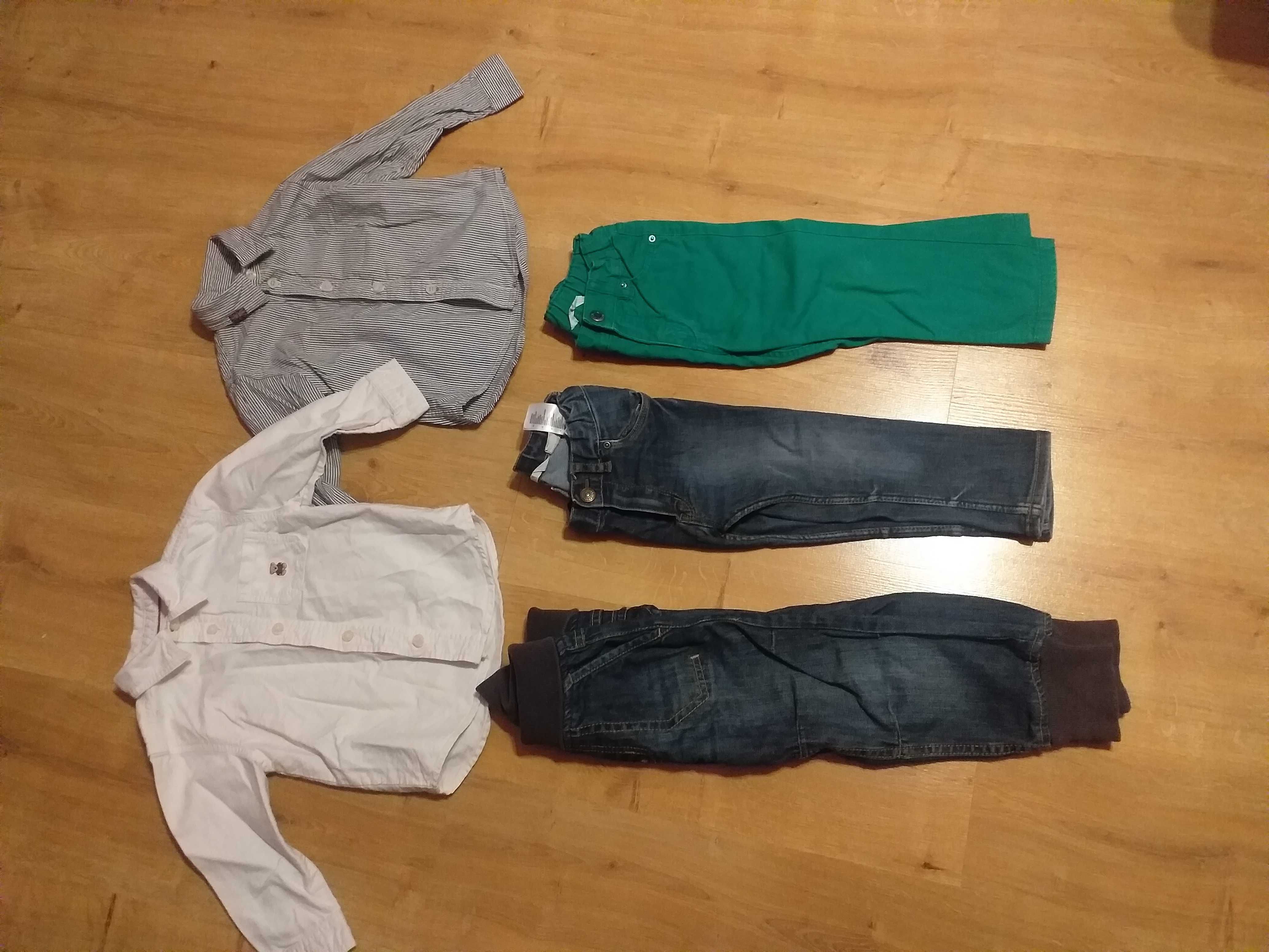 Spodnie jeansowe JEANSY chłopięce H&M + KOSZULE Carters Smyk r.92