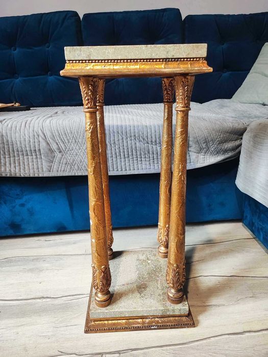 Secesyjny drewniany kwietnik,blaty marmurowe