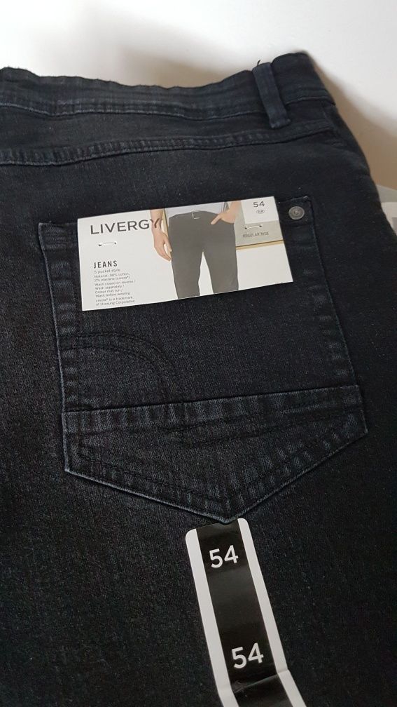 Nowe męskie spodnie, czarny jeans roz 54, 98 % bawełny.