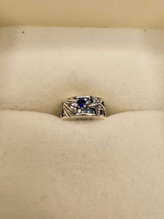 Srebrny charms do bransoletki Pandora Srebro 925 klips niebieski