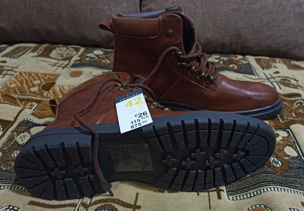 Нові чоловічі коричневі черевики Primark 42 розміру устілка 26,5 см
