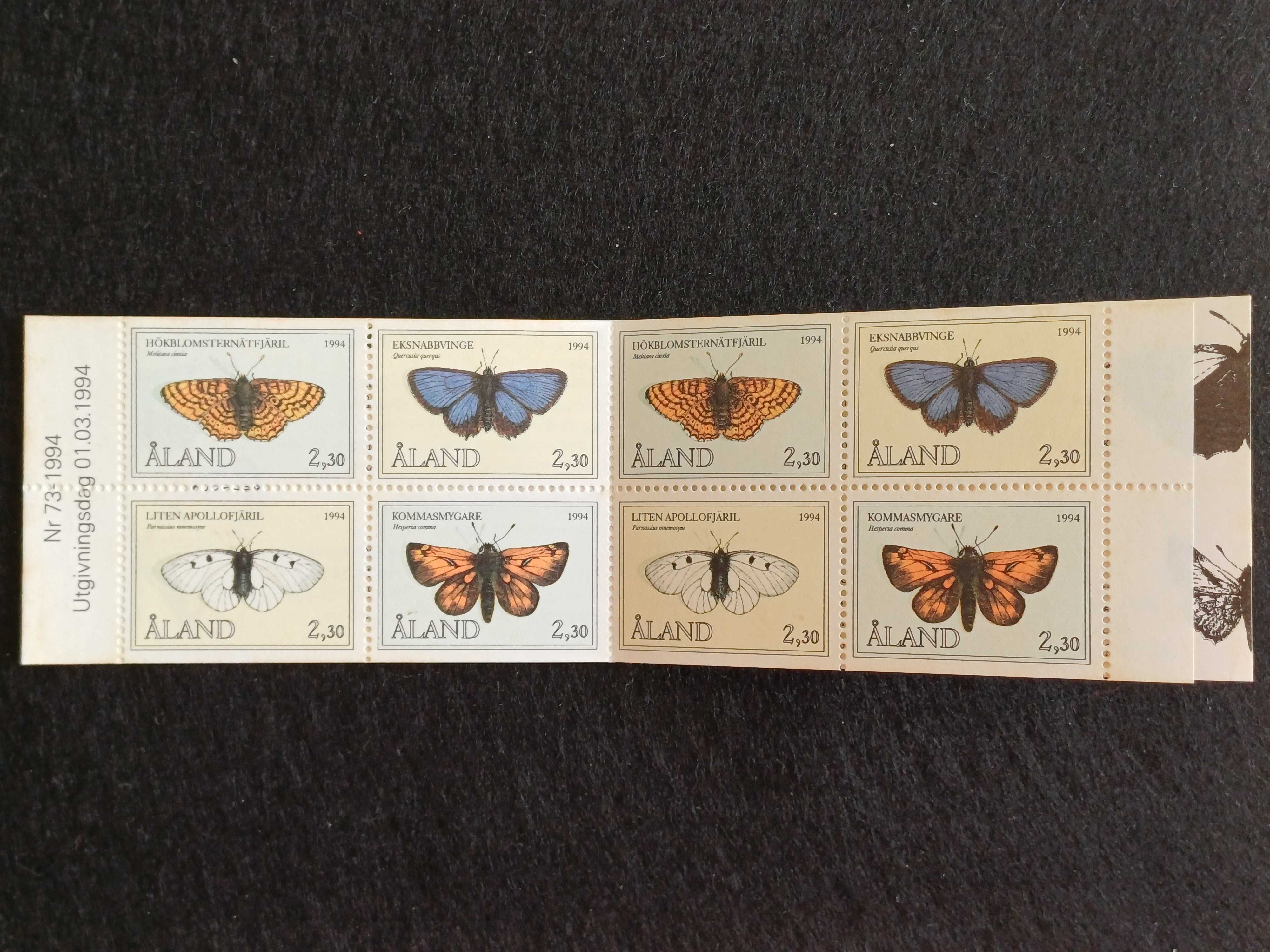 Filatelia - Aland – Carteira Fauna insetos borboletas, 1993