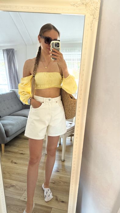 Zolty crop top Bershka